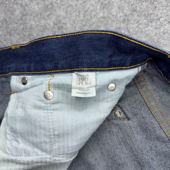 Simon Spurr Jeans Mens 38x32 Blue Selvedge Denim Resin Rinse Straight Leg USA - Picture 8 of 15